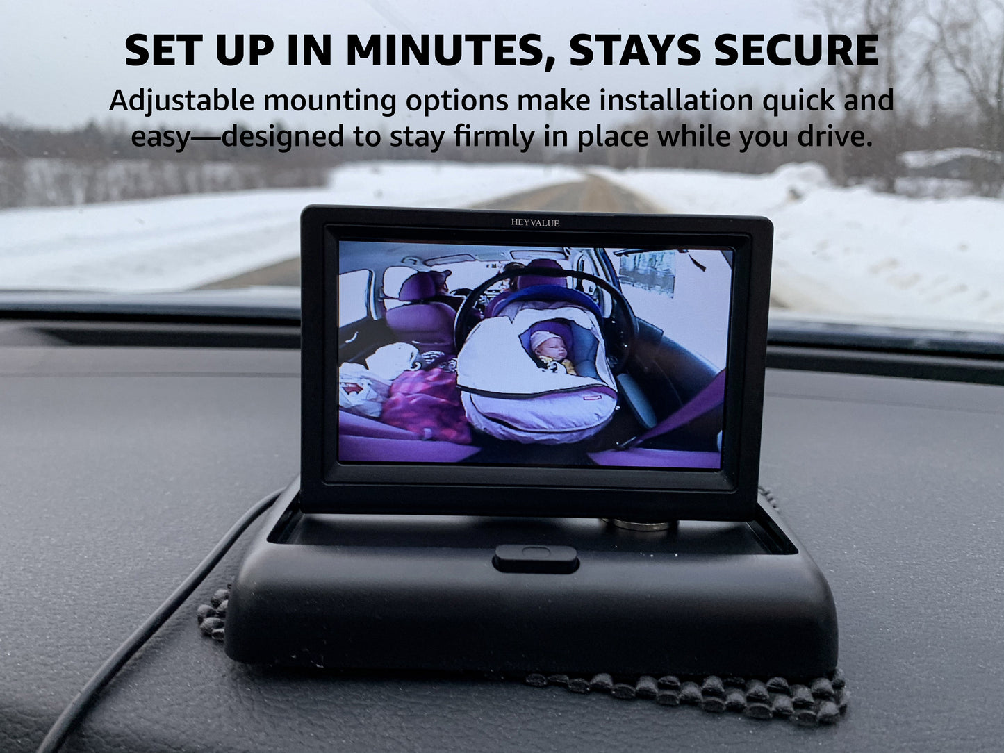 HEYVALUE Dual Car Camera Baby Monitor, 7" 1080P AHD Car Camera for 2kids, Backseat Mirror for Baby Rear Facing with Infrared Night Vision, Easily Observe Baby's Every Move