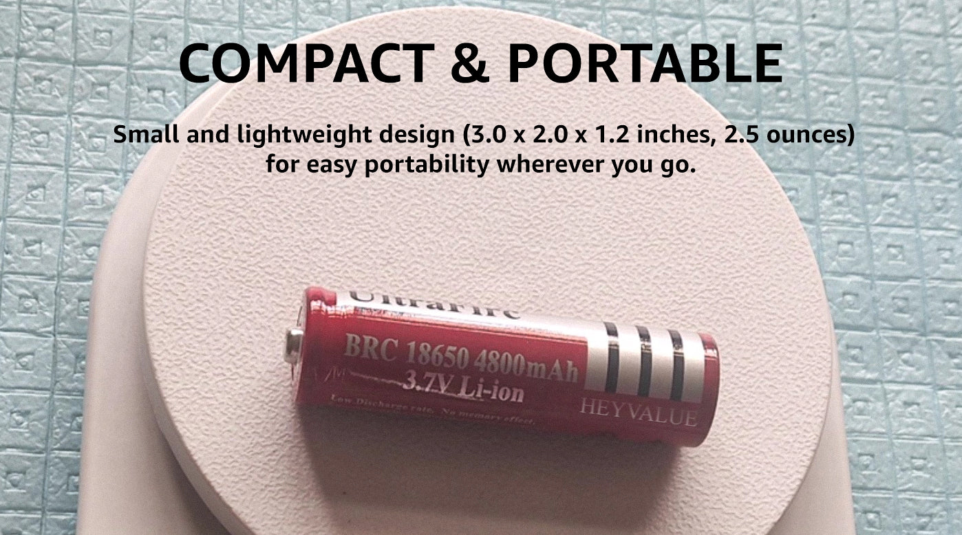 HEYVALUE Electronic Cigarette Battery, 3.7V Rechargeable, 2.5 Hours Charging Time