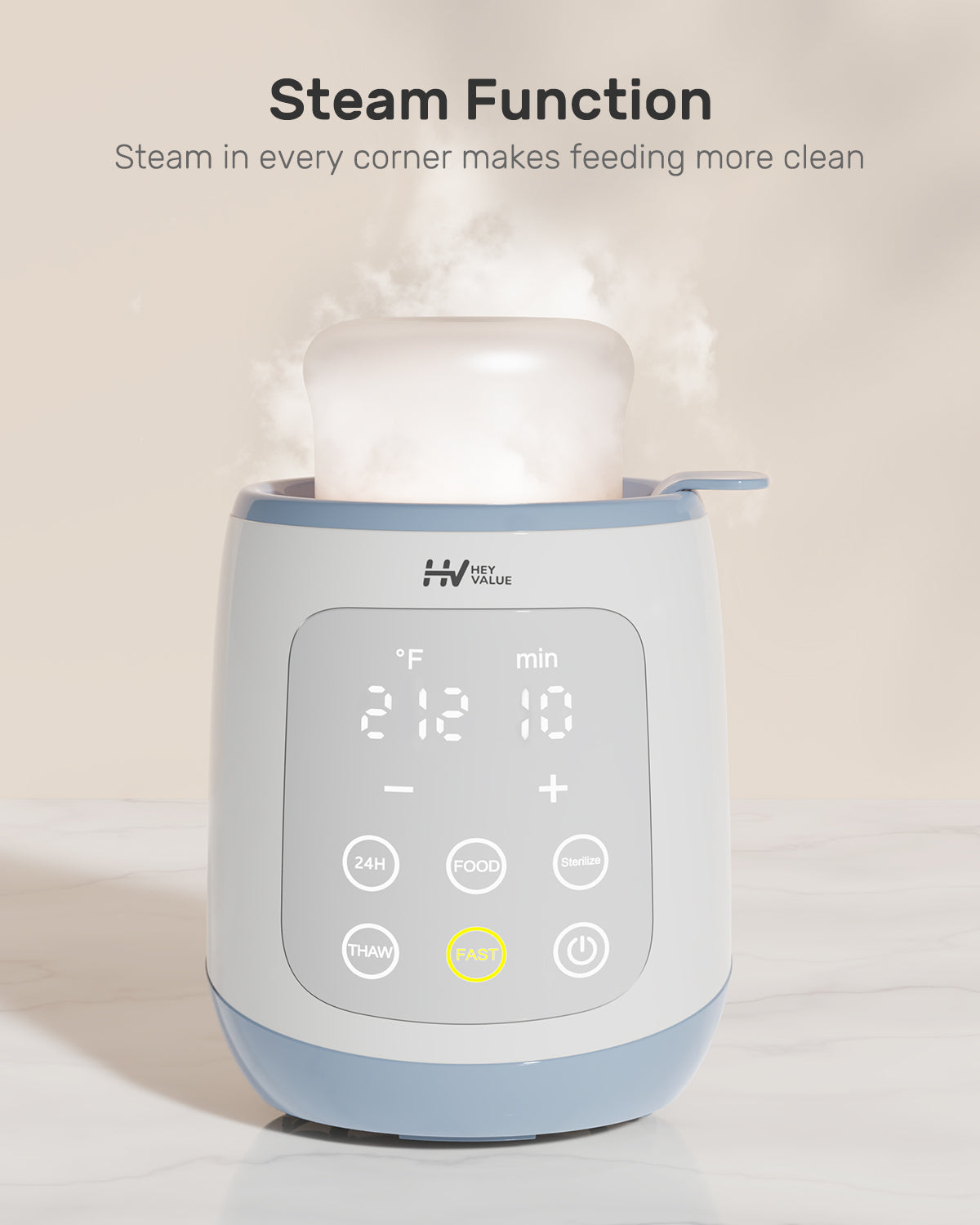 Water Warmer, HEYVALUE Baby Bottle Warmer, Formula Maker with Night Light,  4 Temperature Control & 72H Keep Warm, Detachable Tank, Instantly Dispenses