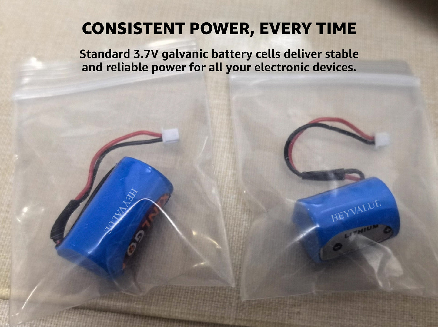 HEYVALUE 3.7V Galvanic Rechargeable Battery Pack, 2.5 Amp, 2.4x1.0x1.5 Inches, for Emergency Backup and Portable Electronics, Model Gb-37