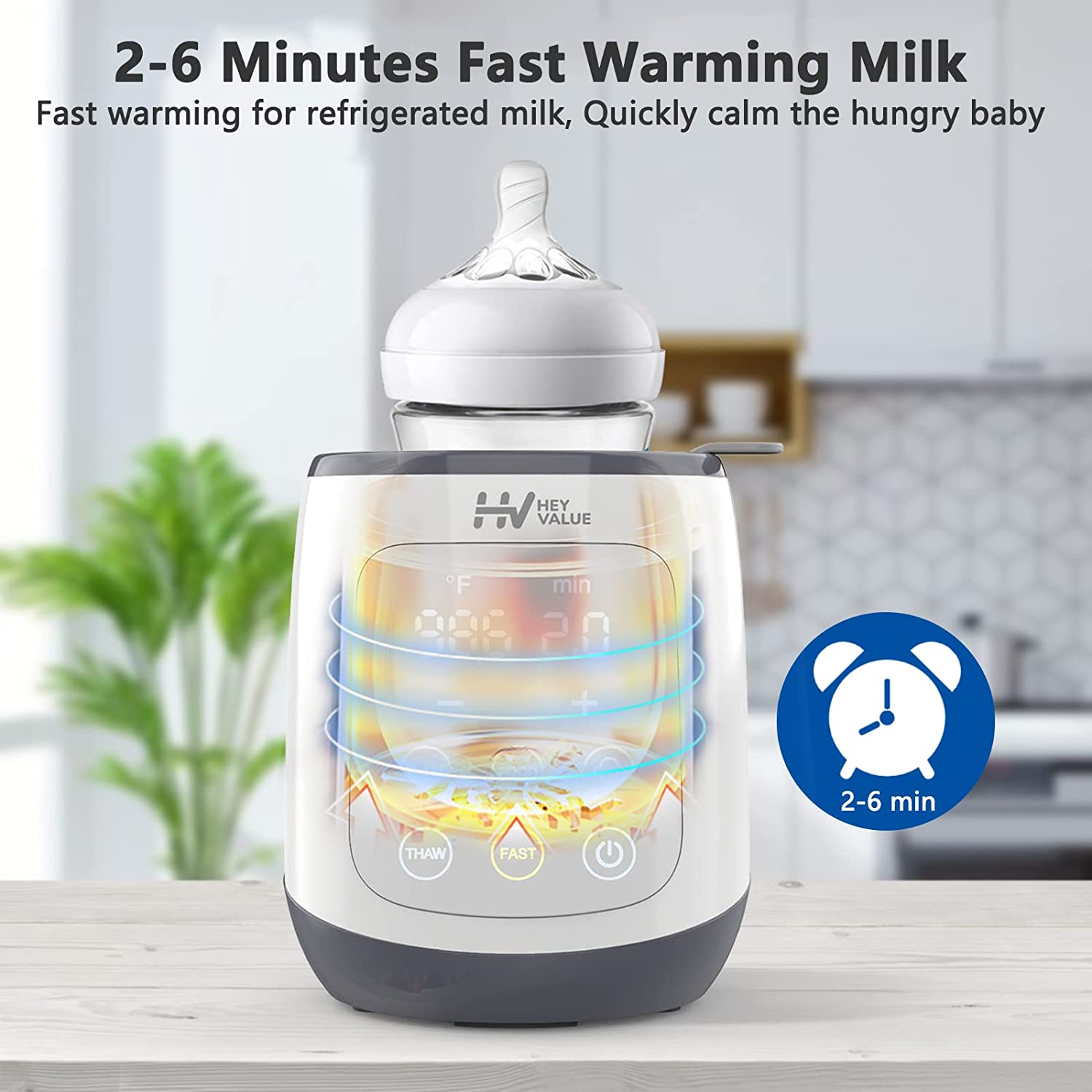 Baby Bottle Warmer, Baby Bottle Warmer for Breastmilk, Formula and Food,  Fast Baby Food Heater, Milk Warmer with Defrost, Heat Baby Food Jars  Function